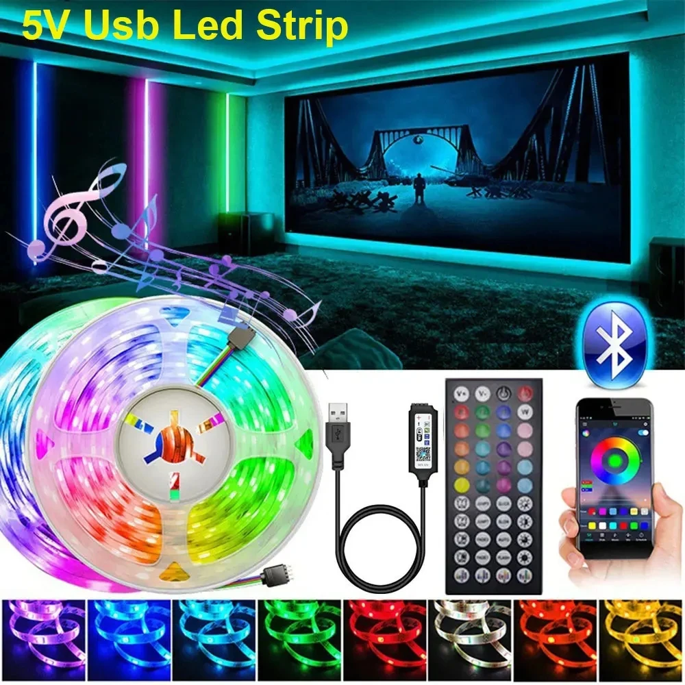 Pasek Led oświetlenie do sypialni 5V 5050 Usb taśma Rgb 10-metrowy sznurek lodowy oświetlenie świąteczne ścienna Led pokój lampa dekoracyjna wstążka