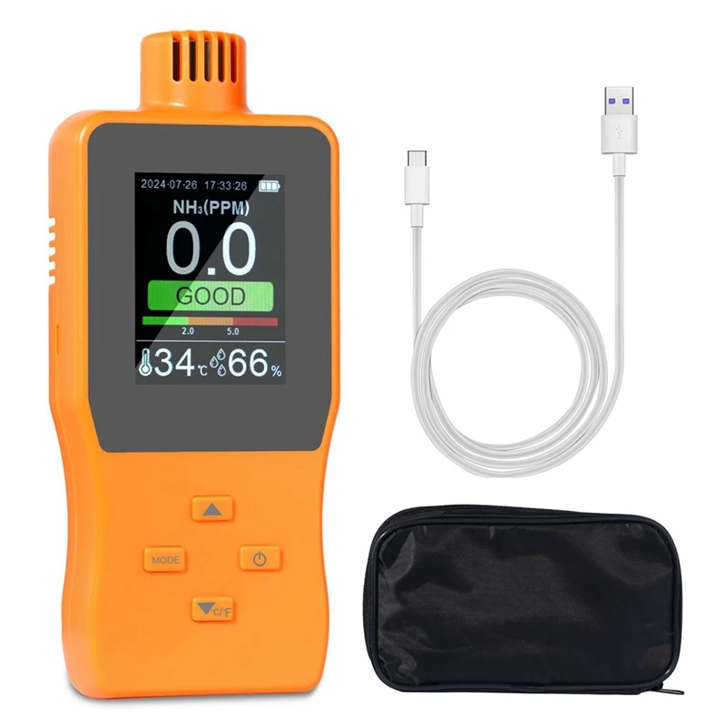 Ammonia Gas Detectors NH3 Gas Analyzers Meter Alarm Device Digital Gas Leak Detectors 0-100PPM-AT64