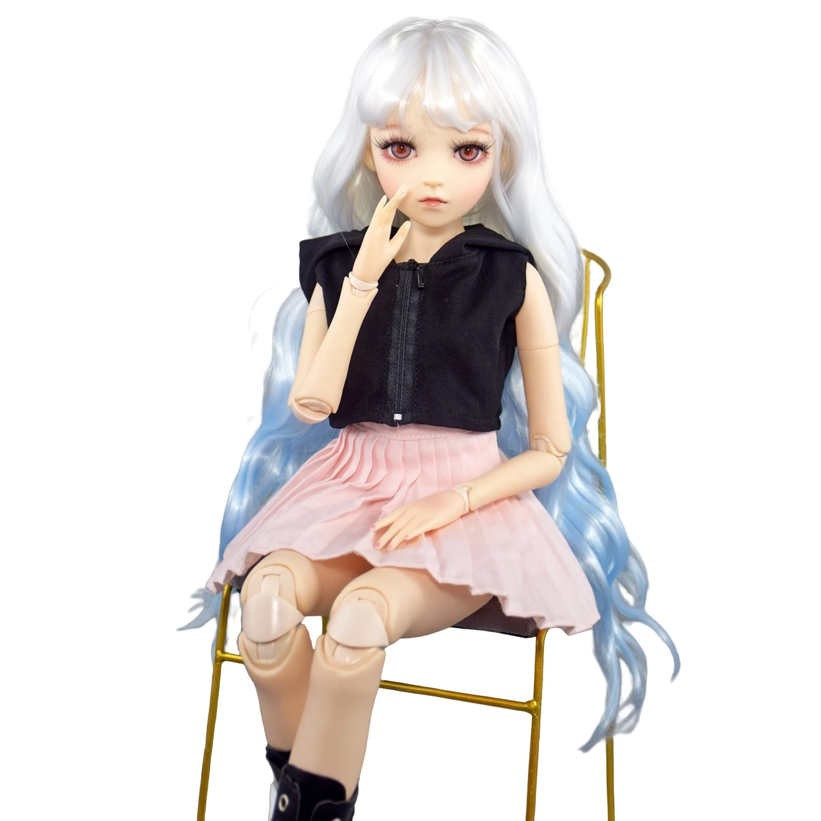 YUTOTUE 24 inch Height Fashion Doll Toy Gradient color Wig Clothes Shoes Removable Gift