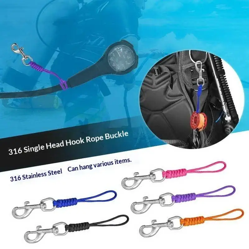 Underwater Diving Lanyard BCD Anti-lost: 1Pcs Safety Rope Diving Swival Bolt Snap Hook Flashlight