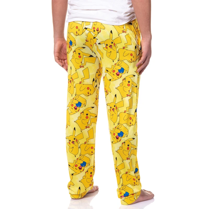 Bandai Pocket Monster Pikachu Full Over Print Pantalones de pijama de pierna ancha para niños y adultos Trajes familiares a juego Verano Secado rápido Cómodo