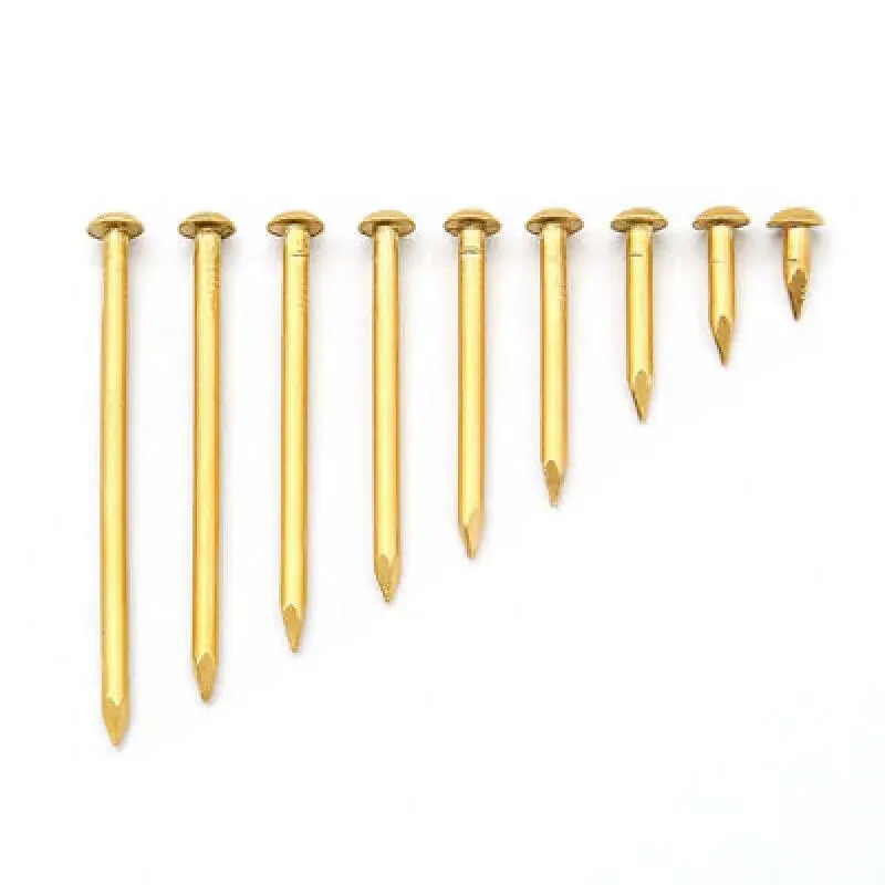 25-200pcs Brass Small Round Head Nails, 1.2/1.5/2/2.8mm Coppers Nails for Furniture Hinge, Jewelry Box & Drum Repair