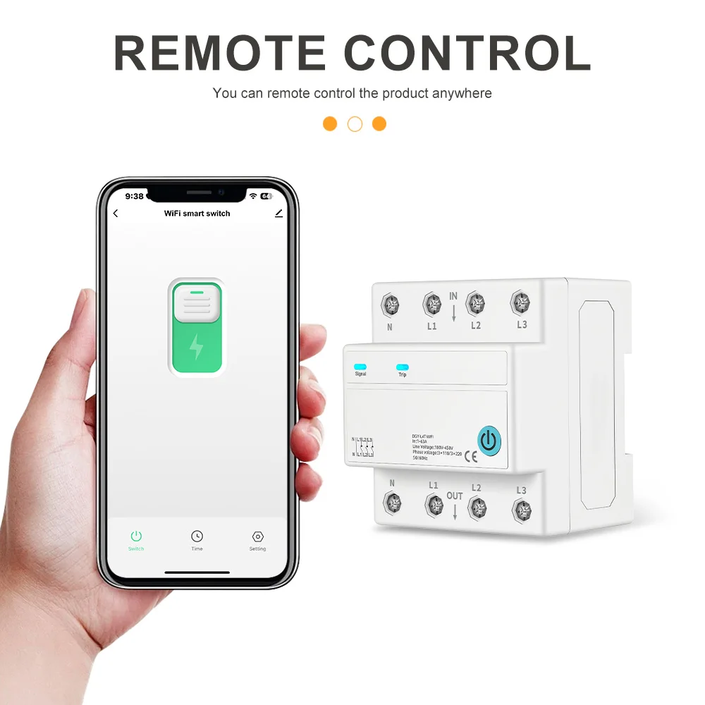 DIY GO DIN Rail 4P 1-63A 3 Phase 4 Wire Tuya APP Remote Control Switch Timer Countdown Smart Circuit Breaker With Voice Control