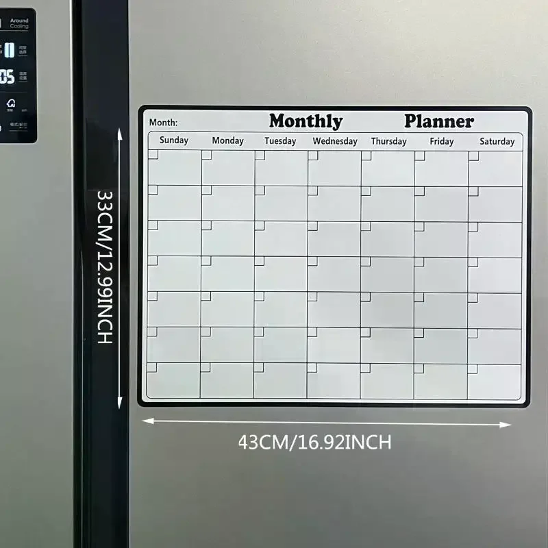 Stylish Magnetic Dry Erase Calendar - Versatile Monthly Planner For Refrigerator - Easy Kitchen Organization & Decor