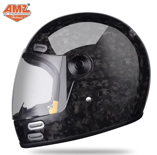 

Высокопрочный и легкий шлем с полнолицевой защитной маской из углеродного волокна, для ретро-круизинга, мотогонок и защиты на мотоцикле.