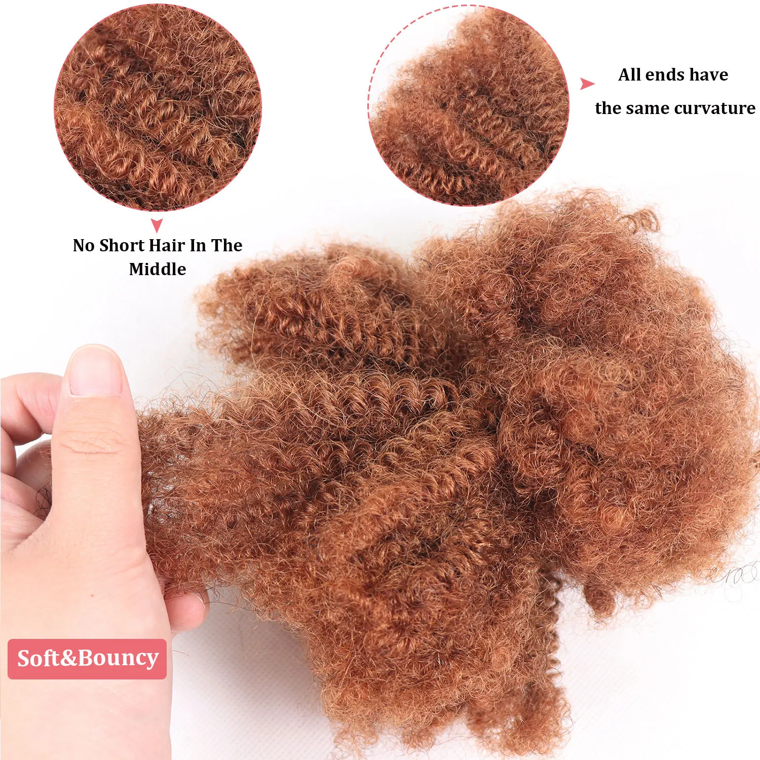 # 30 البني المحمر الأفرو غريب مجعد الشعر البشري السائبة للتضفير 50 جرام/الحزمة الكروشيه تمديدات شعر ريمي أقفال للضفائر لا لحمة