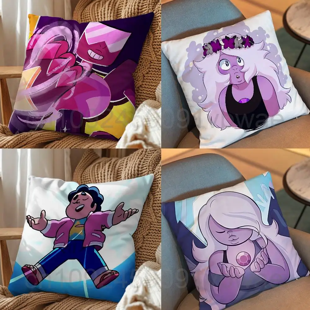 Amethyst Garnet Steven Universe Pillow Case Square Double-Sided Printing Short Plush Sofa Cushion Cover Bedroom Bedside Pillow