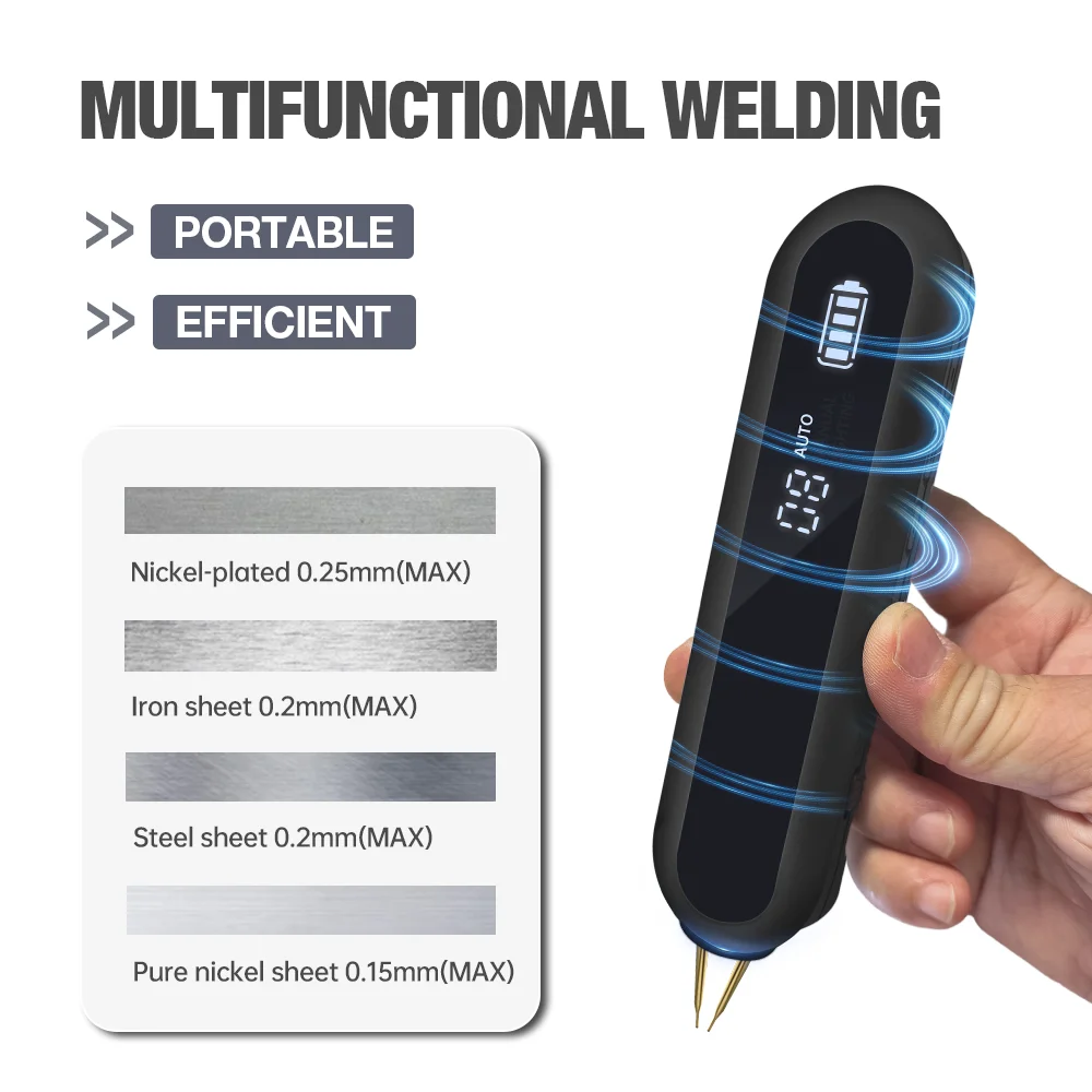 Professional Spot Welder Lighting/Welding 2-In-1 Tool, Welding Thickness 0.1-0.25mm, Usb Charging Cordless Portable Welding Tool