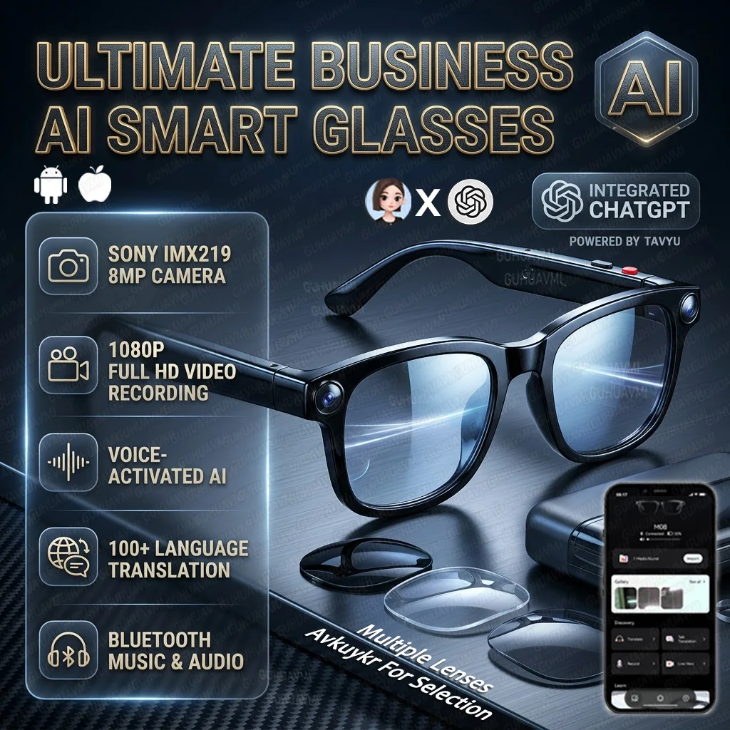 

New AI Smart Glaases 4K HD 800W Pixel Camere Video Sport Sunglasses AI ChatGPT Recognition Translation Recording Call Glasses