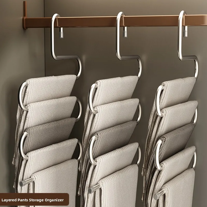 

Multi-Layer Clothes Hanger Organizer for Bedroom Dormitory Storage Rack Stainless Steel Foldable Wardrobe Space Saver