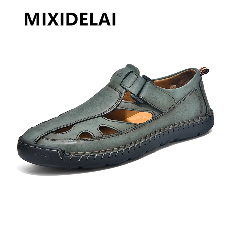 New Handmade Summer Sandals Men Breathable Plus-Size Shoes Man Outdoor Men's Casual Sandals Antiskid Beach Sandals Hollow Shoes