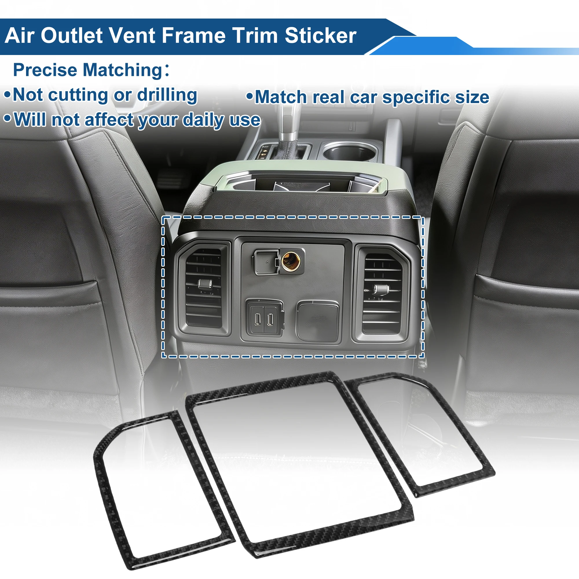 UXCELL Air Condition Outlet Vent Trim Cover Frame for Ford F150 15-20 Rear Black 1 Set