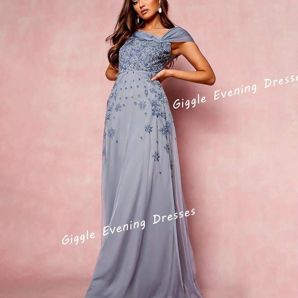 Luxury Beading Off-Shoulder Prom Gala Gown Saudi Arab فساتين سهرة Royal A-Line Floor-Length Elegant Women Evening Dresses 2024