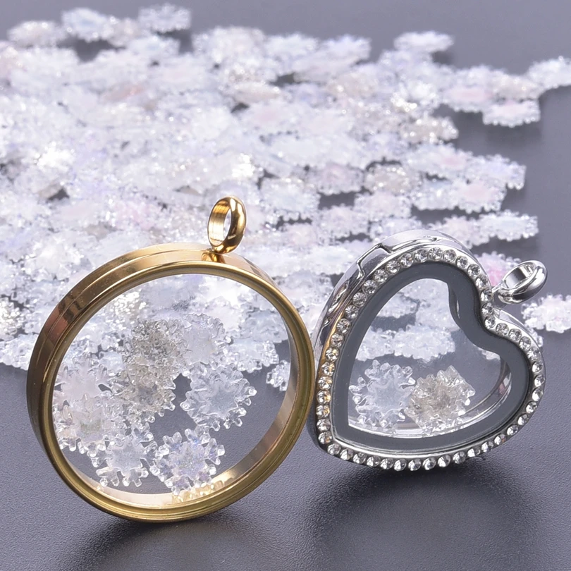 30/50/100pcs/Lot Mixed White Snowflake Charm Jewelry Making Supplies Resin Material Pendant Winter Christmas Diy Accessorie Bulk