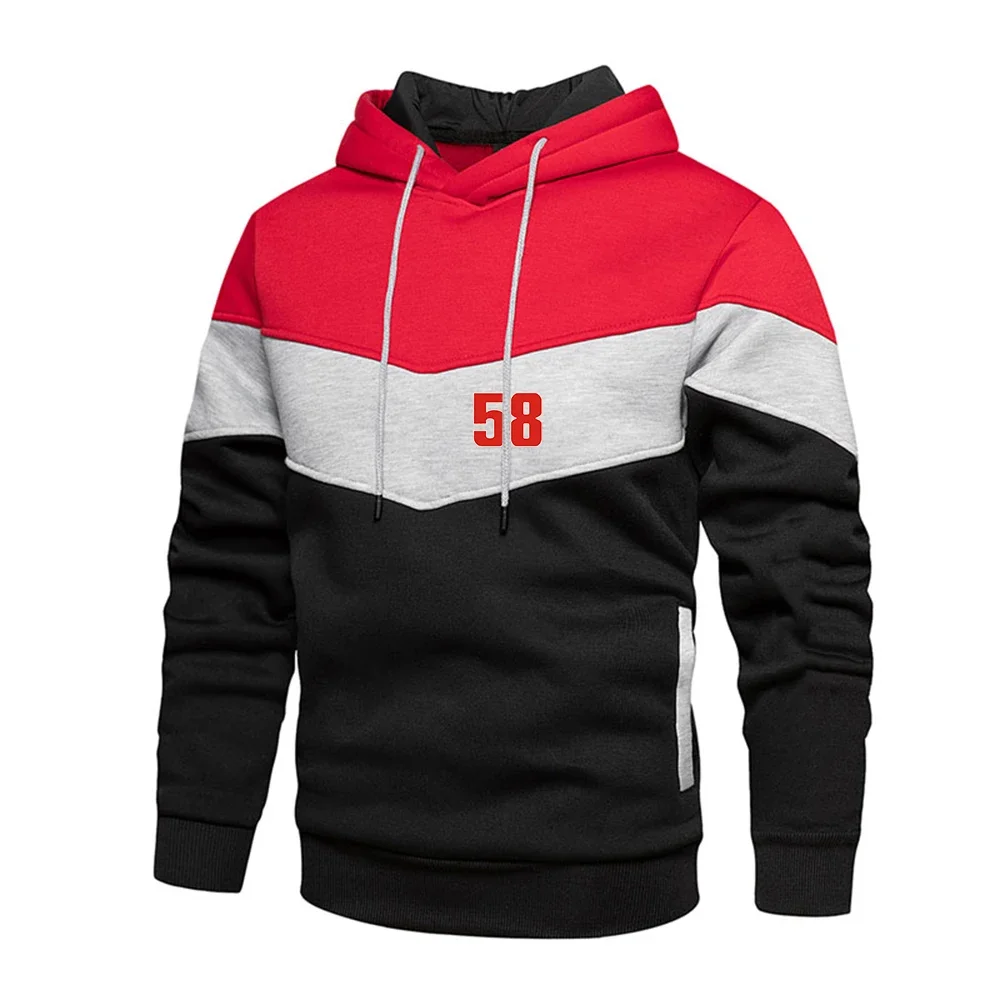 58 Super Sic Marco Simoncelli New Men's Printing Fashion Spring Autumn Three-Color Stitching Hoodies Pullover Slim Tops