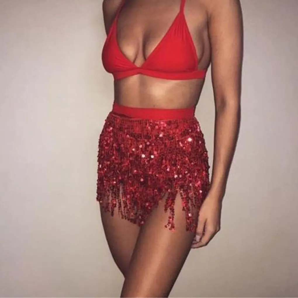 تنانير شرابة متعددة الاستخدامات من البوليستر للنساء، مجموعات الرقص S مليئة بأزياء الرقص #1