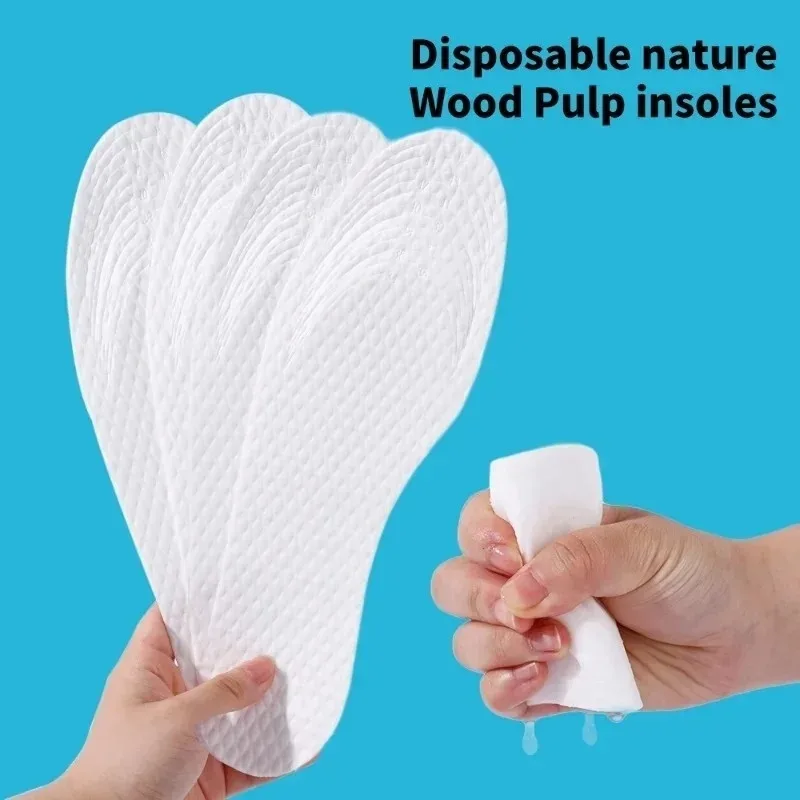 Unisex Natural Wood Pulp Disposable Insoles Ultra Thin Breathable Sweat Resistant Soft Deodorant Shoe Cushions