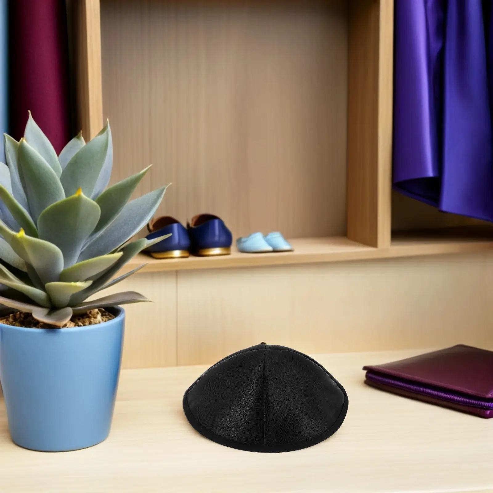Polyester Black Jewish Hat Round Top Kippah Breathable Kippot Cap Men Yarmulke Worship Ceremonial Jewish Hat Yarmulke Kippot Cap