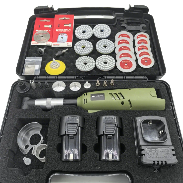 Industrial grade ceramic tile set of 49 pieces, radio brush motor, miniature angle grinder