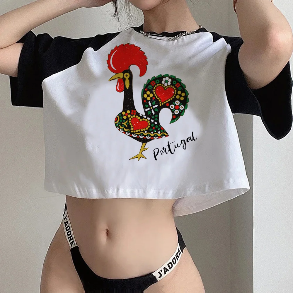 Portugal cyber y2k hippie  2000s crop top Female vintage kawai gothic  90s tshirt