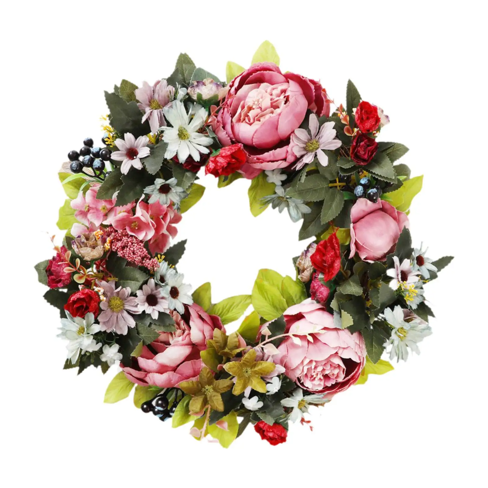 

Artificial Peony Wreath Garland 15.75inch Wedding Wreath Flower for Housewarming Front Door Window Anniversary Bedroom