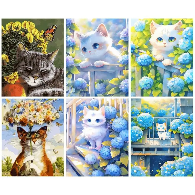 

GATYZTORY Modern Painting By Numbers Gift Cartoon Cats On Canvas Pictures By Numbers For Adults Diy Ideas Children's Room Decor