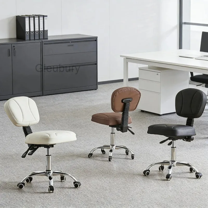 Multi-Function Salon Stool with Adjustable Height, Leather Seat & Backrest,Swivel Base, Ergonomic Rolling Chair for Beauty Salon