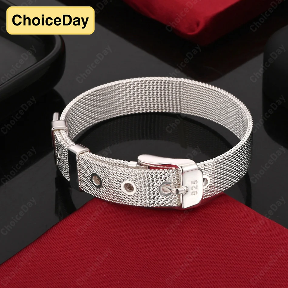 

ChoiceDay 925 Sterling Silver Exquisite Classic Strap Bracelet Women Accessories Wedding Party Fashion Gift