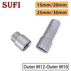 2pcs M12 M10 External Teeth Adapter Screw Fine Teeth Hollow Tube Iron Threaded Tube Full Tooth Screw Outer M12 To Outer M10