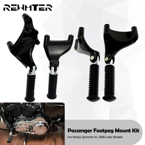 Kit de montaje de reposapiés para pasajero trasero de motocicleta, Pedal negro para Harley Sportster XL1200 883 72 48 2000-2013 2014-2022