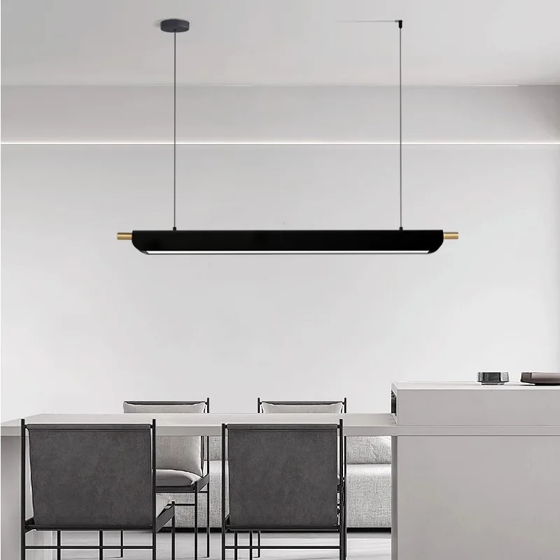 LED Personalized Restaurant Pendant Light Minimalist Modern Pendant Lamp for Kitchen Study Office Long Straight Hanging Lights