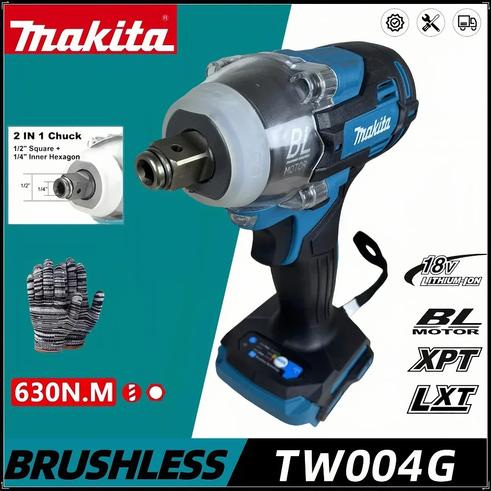 Makita TW004G Аккумуляторный ключ 18 В Бесщеточный электрический ударный гайковерт 1/2 дюйма Инструмент для обслуживания транспортных средств Аккумулятор 18 В