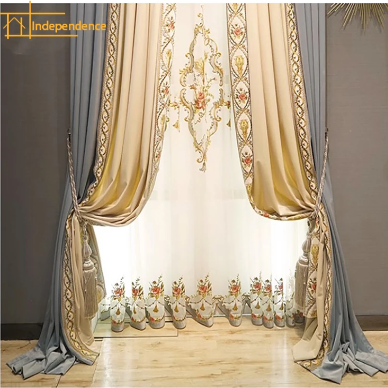 Blackout Opaque People Good Sleep Curtains Comfortable Polyester European and American Curtains for Living Dining Room Bedroom