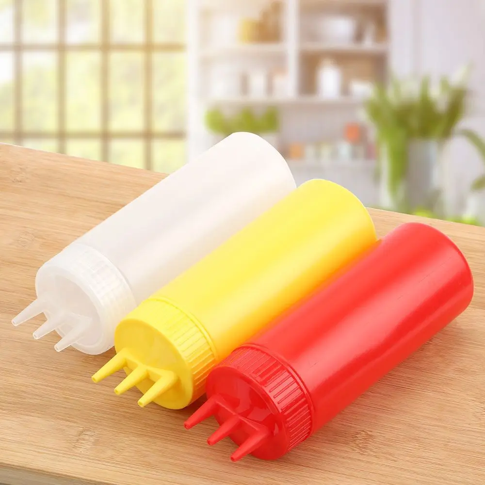 Kitchen Vinegar Oil Condiment Cruet Bin Squeeze Bottle Dispenser 3 Hole
