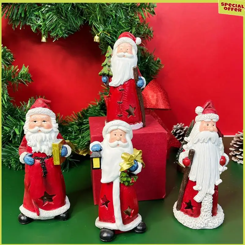 

A34R New Little Night Light Santa Claus Decoration Resin Crafts Creative Home Desktop Decoration Gift