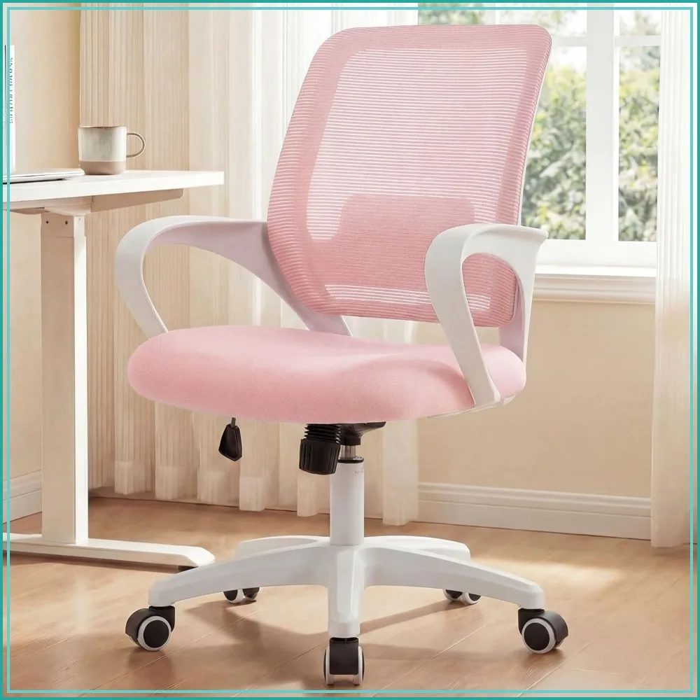 

Ergonomic Mesh Office Chair with Lumbar Support, Adjustable Height, Swivel, Rolling Wheels, Comfy Task Chair for Home Study