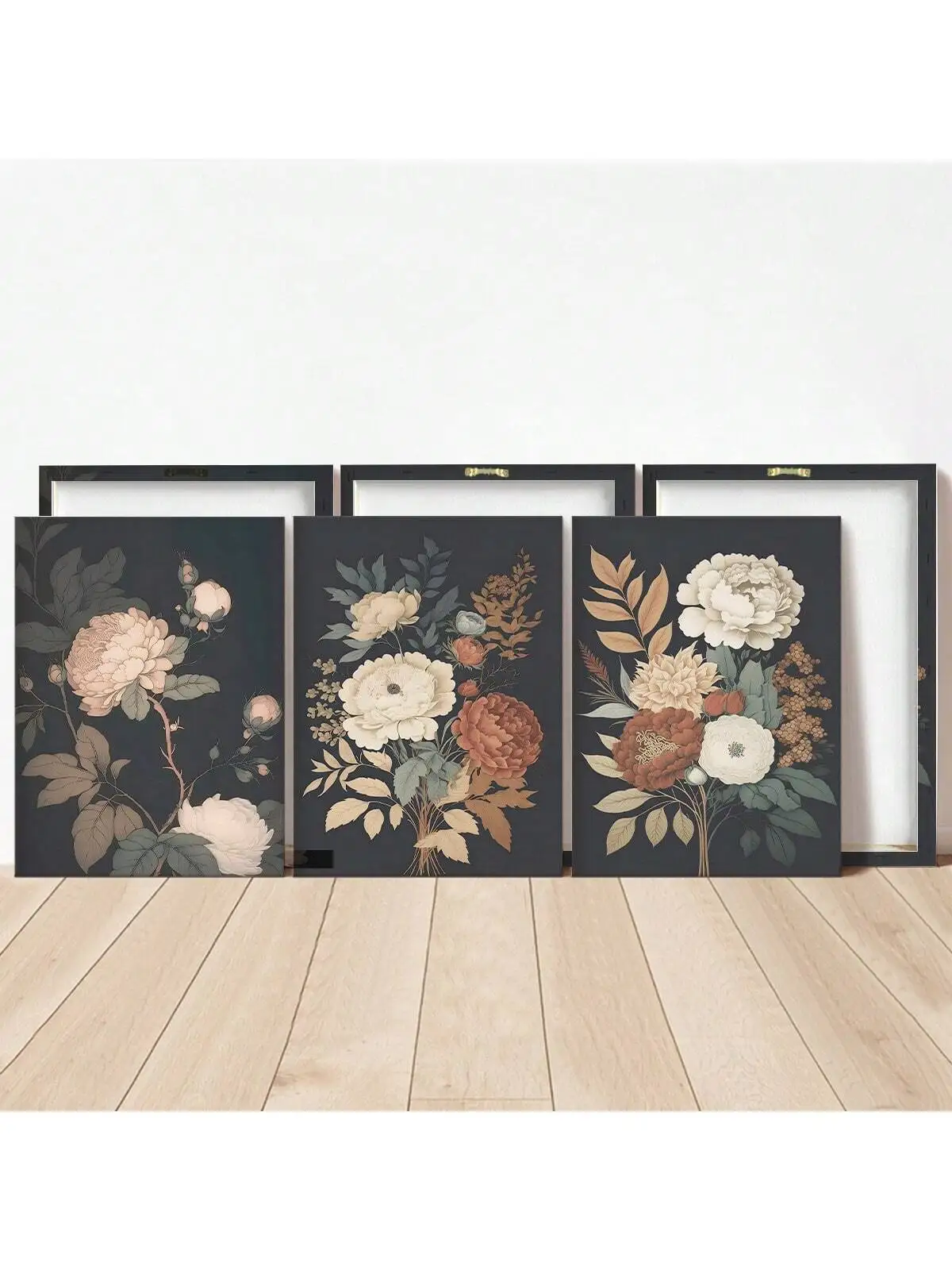 Vintage Dark Floral Canvas Wall Art - Vintage Unframed Poster, Wall Art For Elegant Home Decor，Chic Bedroom