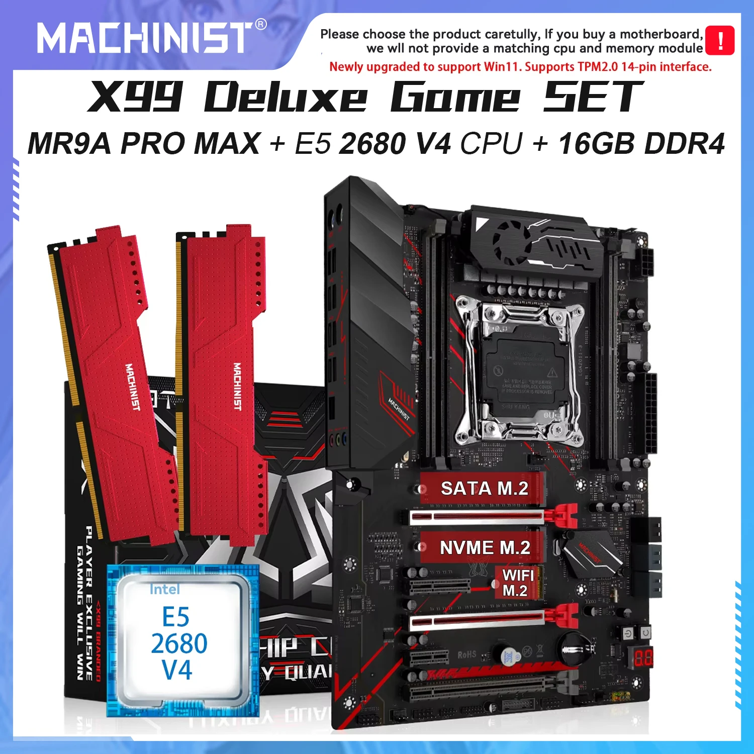 X99 Dual Cpu Motherboard Combo - MACHINIST X99 TPM2.0 Motherboard Set Xeon
