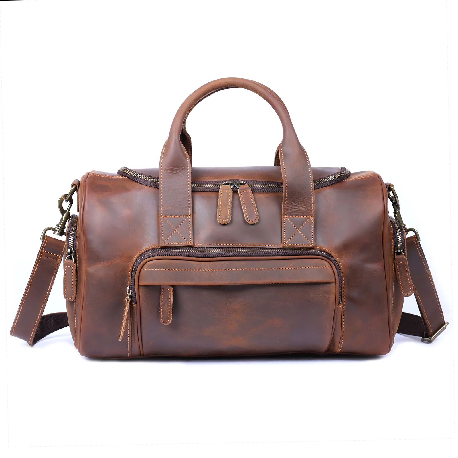 S.WORKER Vintage Echtleder-Reisetasche Crazy Horse Rindsleder-Reisetasche Herren-Weekender-Tasche Sporttasche Handgepäck – Detail 22
