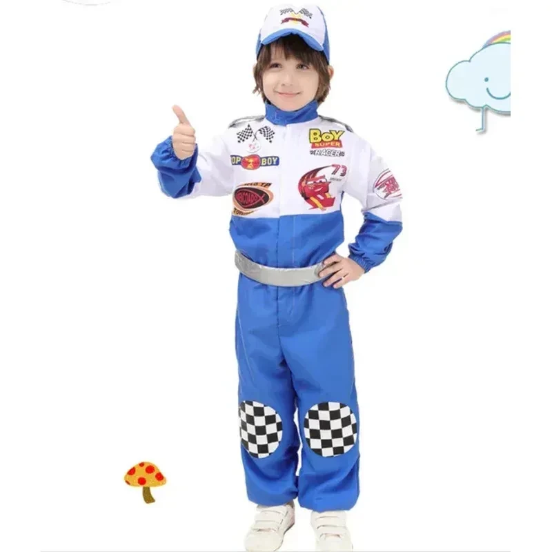 e,4;v'6\k/Kids Boys Halloween Racer Cosplay Red Race Car Uniform Children`s Racing Driver Costume Fancy Dress M5;g'8.n/3\ - view 6