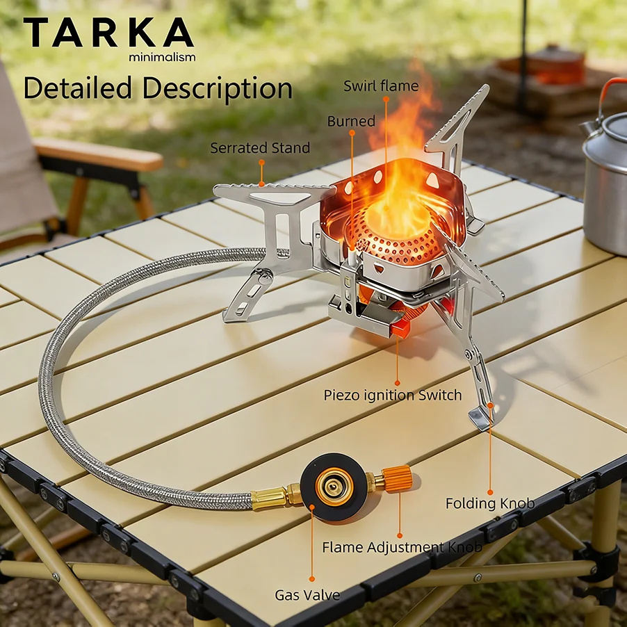

Складная газовая горелка TARKA для кемпинга, портативная газовая плита для улицы, походная печь для пикника и активного отдыха, походное снаряжение для приготовления пищи