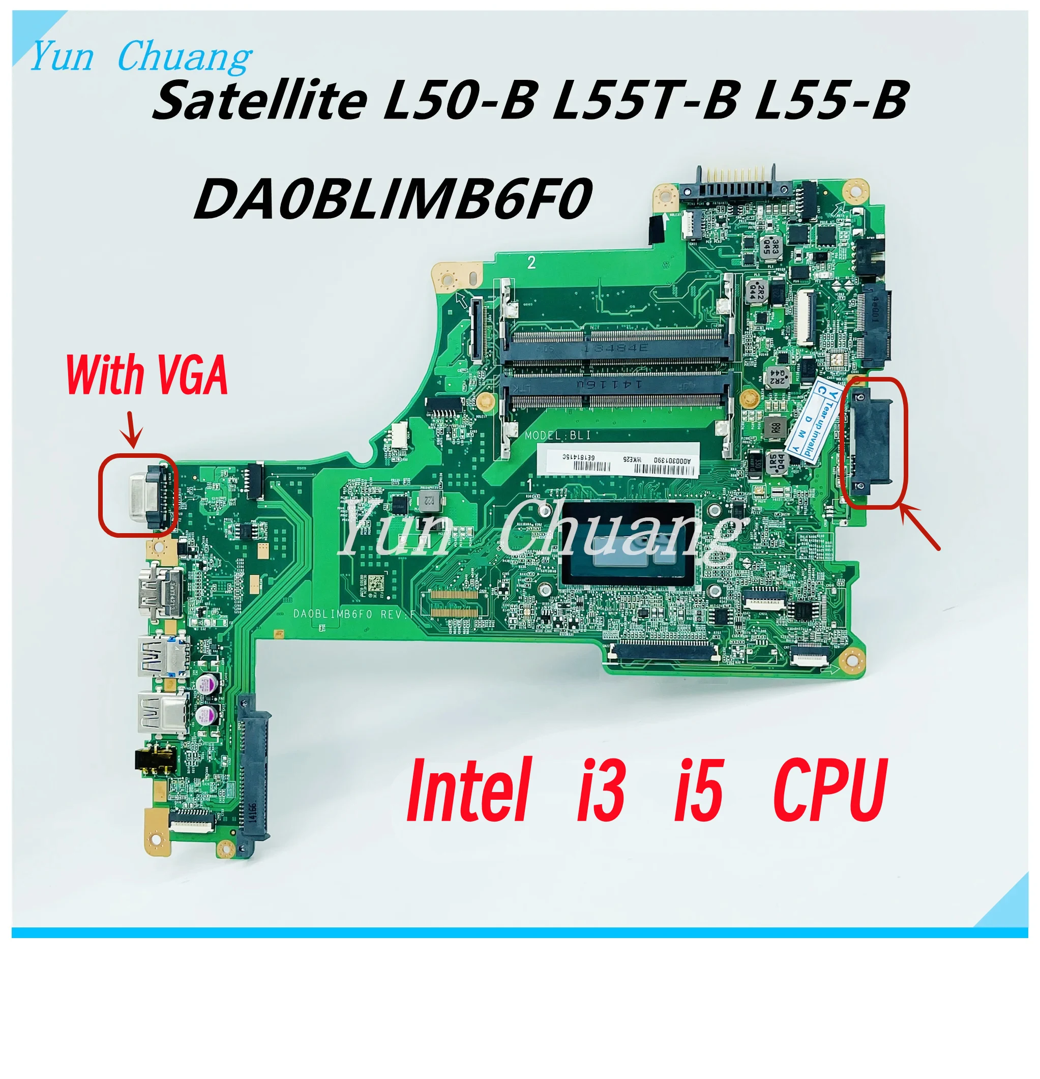 

DA0BLIMB6F0 A000295220 For TOSHIBA Satellite L50 L50-B L55-B L55T-B Laptop Motherboard With i3 i5-4th CPU UAM DDR3L 100% Tested