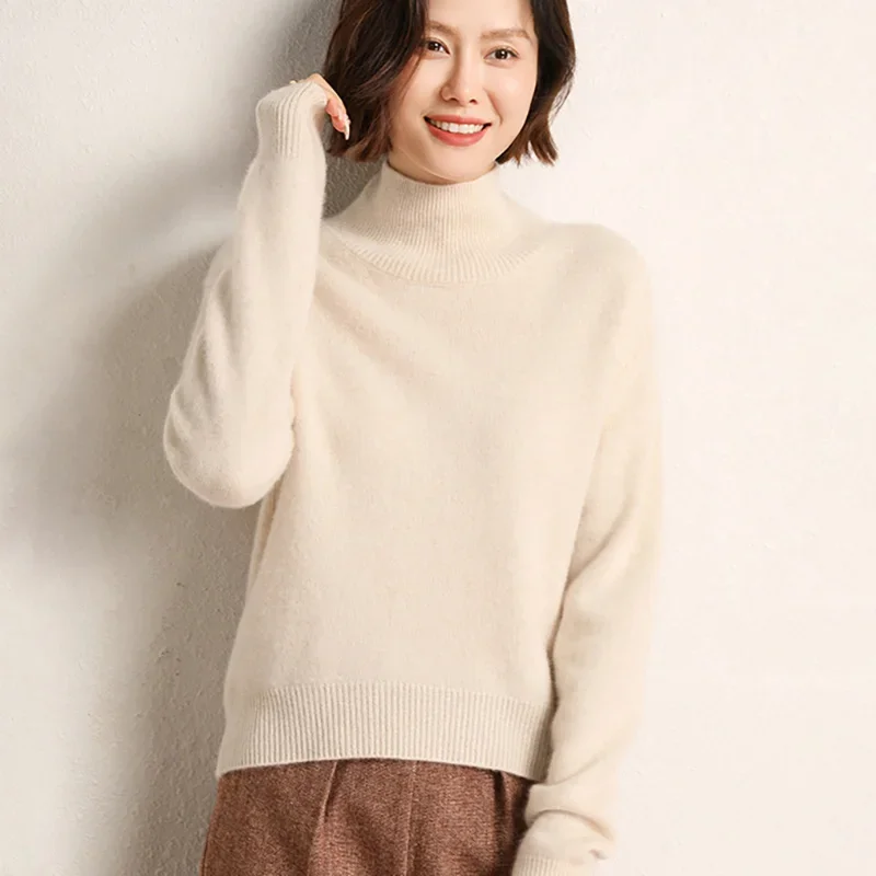 Tailor Sheep Autumn Winter 100% Pure Cashmere Sweater Turtleneck Women\'s High Quality Warm Female Loose Thicken Knitted Jumper