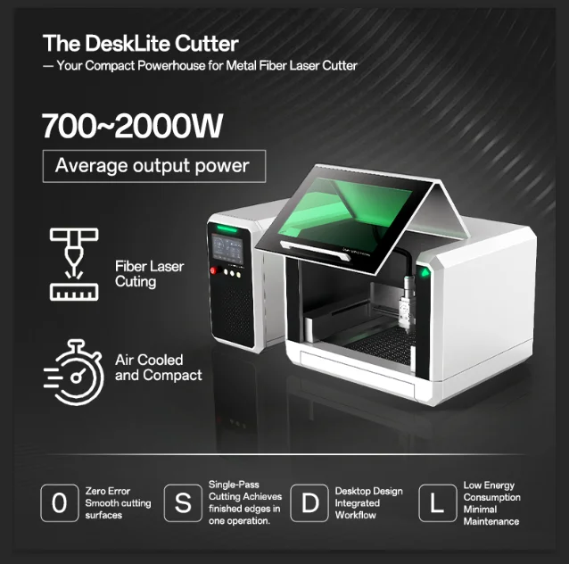 DeskLite Cutter Desktop Fiber Laser Machine for Metal Sheet Small Batch Production Workshop Startup Precision Cutting Engraving