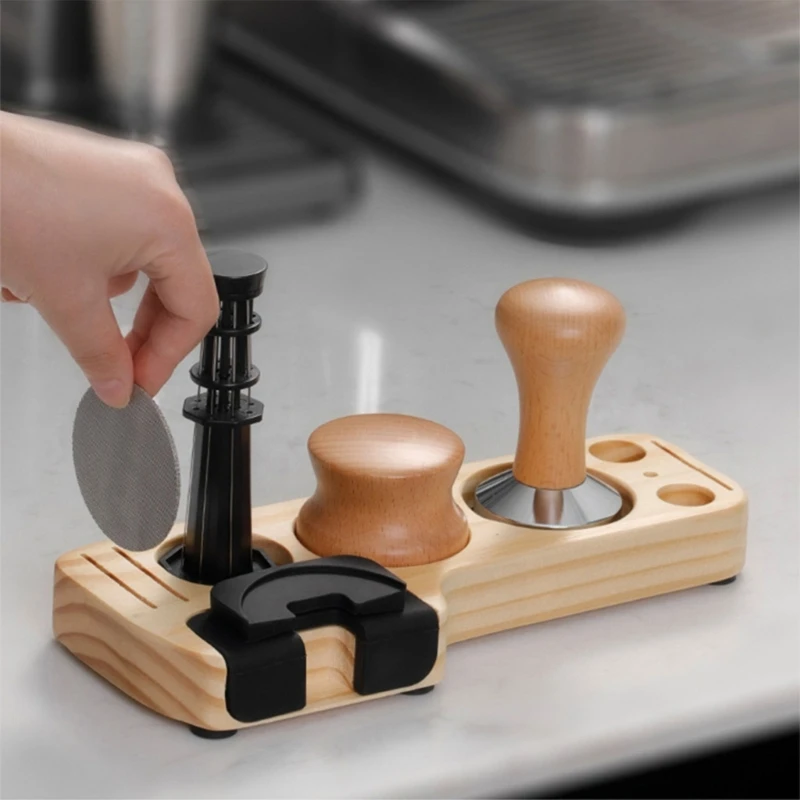 Coffee Tamper Station Portafilter Holder Wooden Base Stand Espresso Tamper Mat For Espresso Machine Accessories Drop Shipping image 5