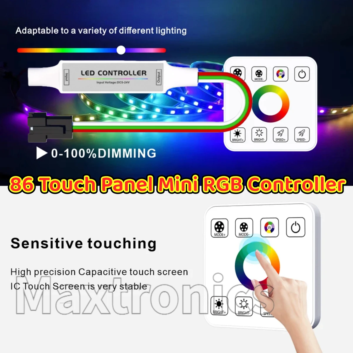DC5-24V 86 Touch Panel Mini RGB Controller Running Water Flowing Horse Race Led Strip Dimmers for RGBIC WS2811/WS2812B LED Lamp