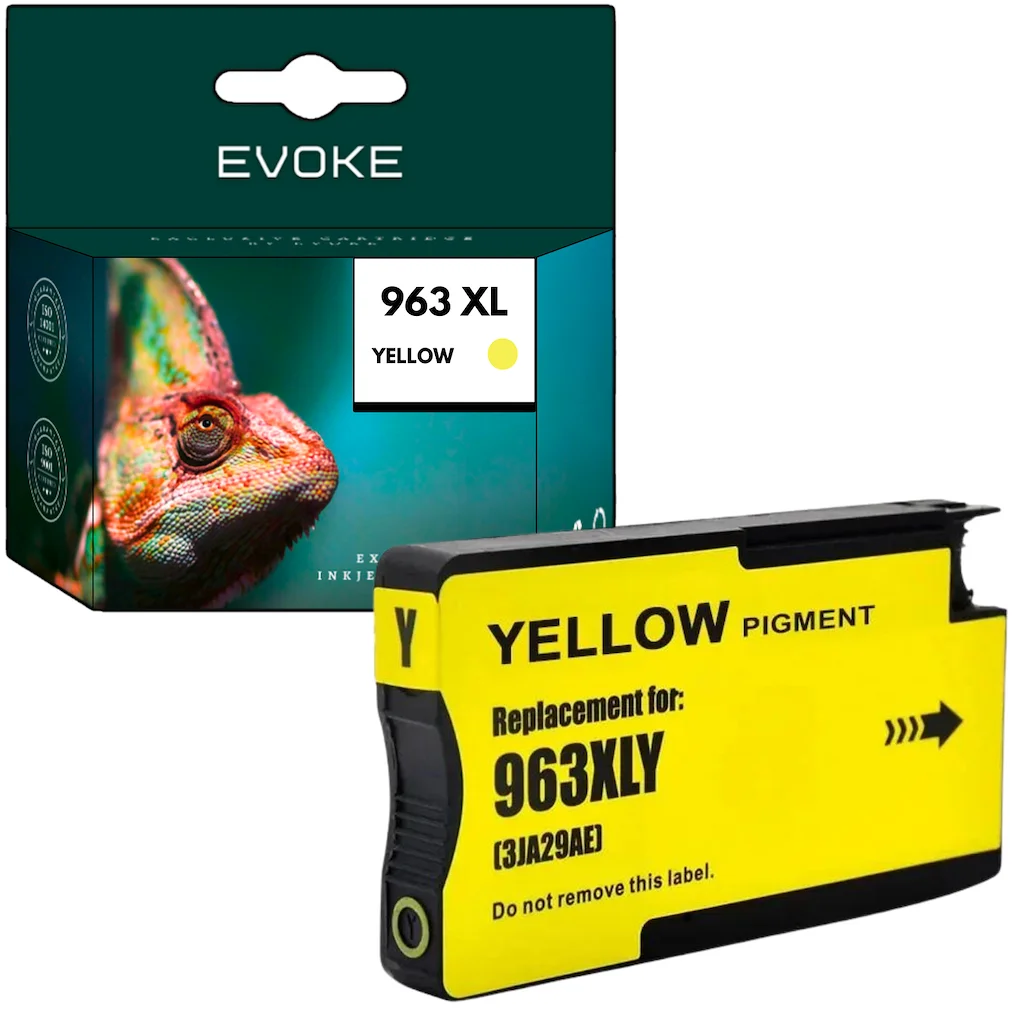 Evoke Compatibele Inkt voor Hp 963XL Hp963 3Ja29Ae Geel 25 ml 1740 Pagina's Officejet Pro 9010 9012 9013 9014 9015 9016 9018 9019 9020 9022 9023 9025 9026 9027 9028 9029