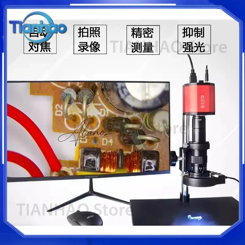 4K HD CCD Auto Focus Electronic Microscope for PCB Repair Solder Joint Inspection Industrial Measuring Magnifier with WIFI