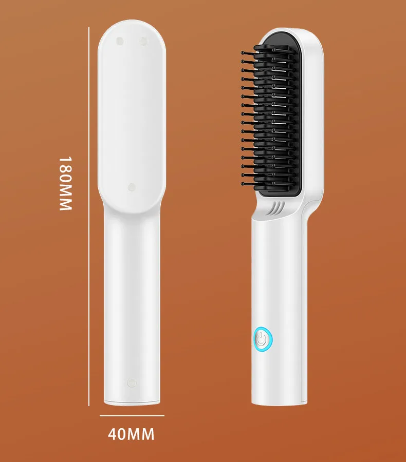 Wireless Hair Straightener Brush Hot Comb Electric Hair Straightening Brush Frizz-Free Fast Heating USB Rechargeable