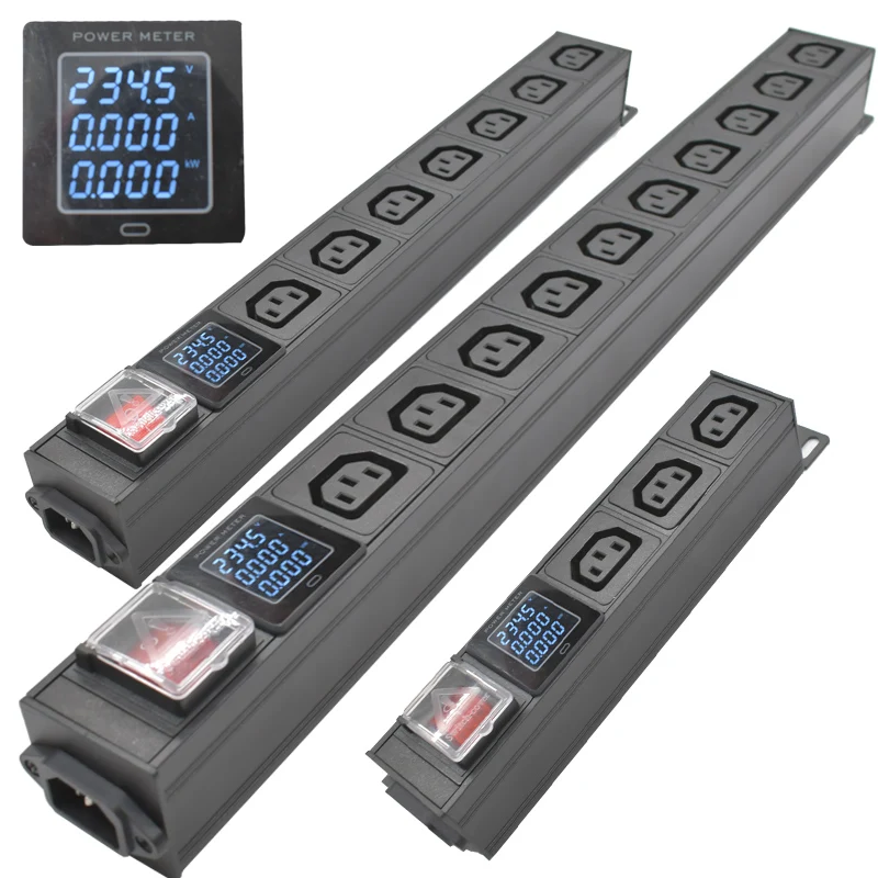 Aluminium alloy PDU power strip 2-Way AC German Socket Break Switch Aluminum alloy shell C14 port